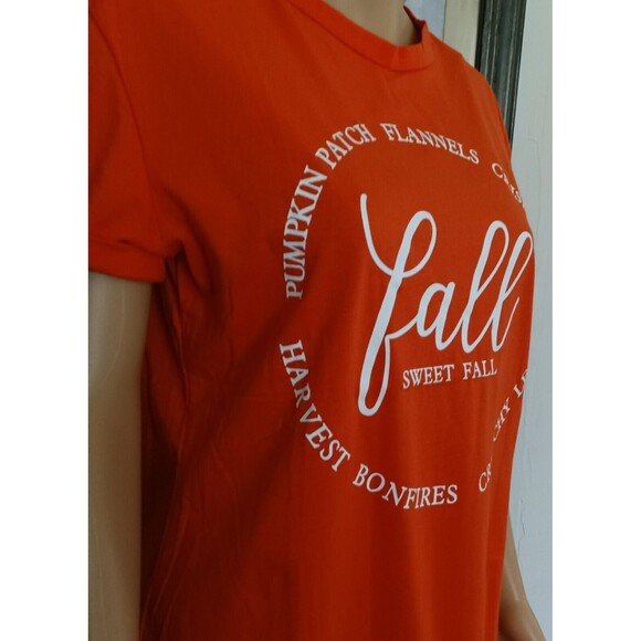 Women's Fall Harvest T- Shirt Medium Orange New - no tags Fall Sweet Fall Shirt - Picture 5 of 7